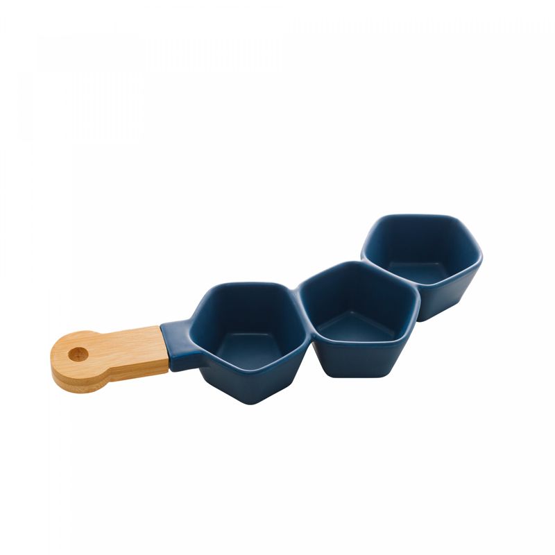 Petisqueira-de-Porcelana-com-Cabo-Bambu-Azul-Matt-36cm-x-13cm-x-5cm-Wolff