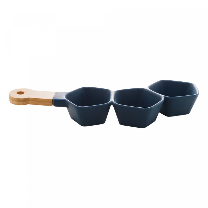 Petisqueira-de-Porcelana-com-Cabo-Bambu-Azul-Matt-36cm-x-13cm-x-5cm-Wolff
