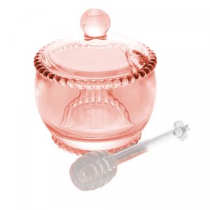 Meleira de Cristal com Colher Pearl Rosa 10cm x 8cm x 7cm - Wolff