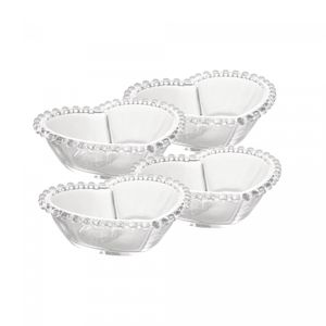 Conjunto 4 Bowls de Cristal Coração Pearl 12cm x 10cm x 4cm - Wolff