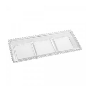 Petisqueira de Cristal com 3 Divisões Pearl 30x13x3cm - Wolff