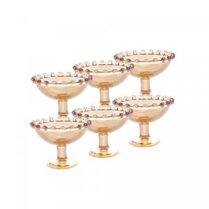 Conjunto 6 Taças de Cristal Pearl Âmbar Metalizado 8cm x 6cm - Wolff