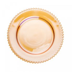 Prato de Cristal Pearl Âmbar Metalizado 28cm - Wolff