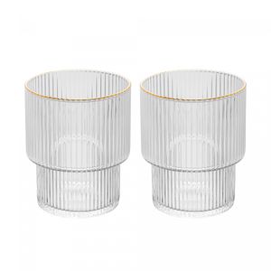 Conjunto 2 Copos Baixos Lines com Fio de Ouro 220ml Cristal Ecológico - Wolff