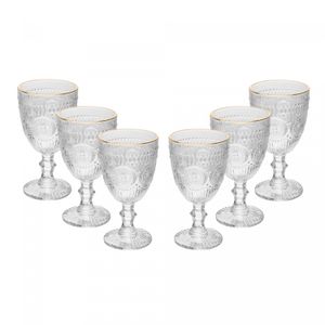 Taça com Fio de Ouro Mandala 320ml Vidro - Wolff