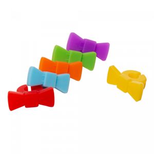 Conjunto 6 Marcadores de Taças Gravata Borboleta Sortido Silicone - Wolff