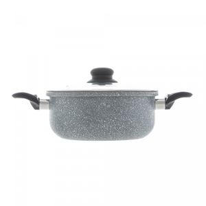 Caçarola de Indução com Tampa de Vidro 22cm Granilite Cinza Alumínio com Revestimento Cerâmico Wolff
