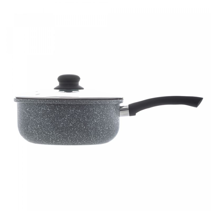 Panela-de-Inducao-com-Tampa-de-Vidro-16cm-Granilite-Cinza-Aluminio-com-Revestimento-Ceramico-Wolff