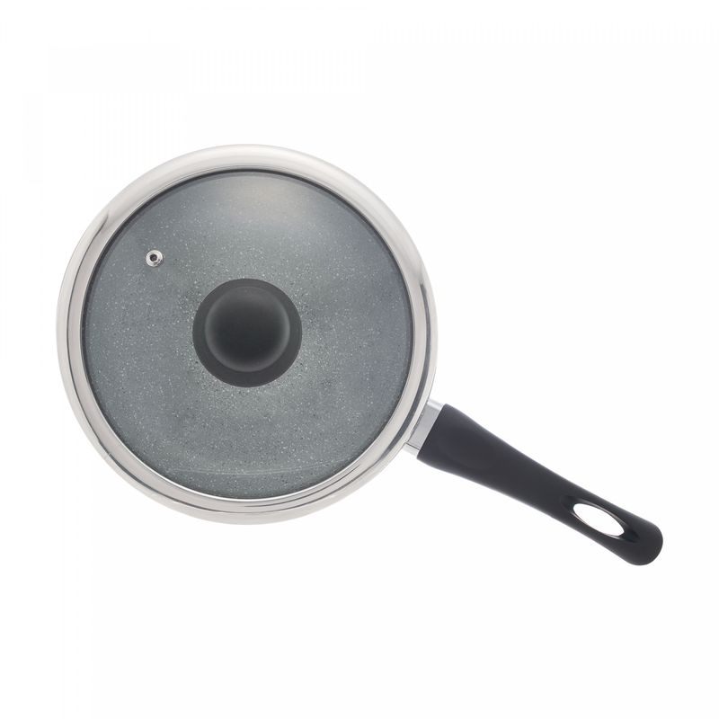Panela-de-Inducao-com-Tampa-de-Vidro-16cm-Granilite-Cinza-Aluminio-com-Revestimento-Ceramico-Wolff