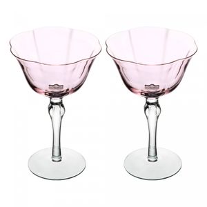 Conjunto 2 Taças para Vinho Lily 300ml Rosa e Cinza Vidro - Wolff