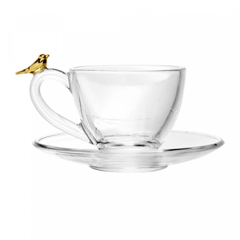 Conjunto-4-Xicaras-de-Cha-com-Pires-Golden-Bird-180ml-Cristal-Ecologico-Wolff