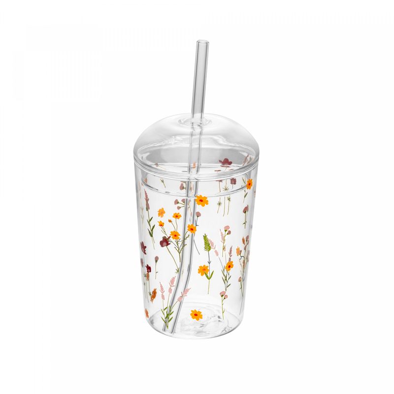 Copo-de-Vidro-Borossilicato-com-Tampa-e-Canudo-Bouquet-450ml-Wolff