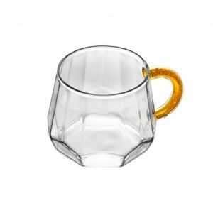 Conjunto 2 Canecas de Vidro Borossilicato com Alça Amarela 220ml - Wolff