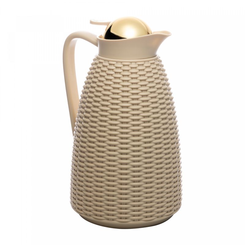 Garrafa-Termica-de-Plastico-Bege-com-Tampa-Dourada-New-Rattan-1L-Wolff