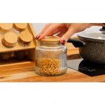 Porta-Mantimento-de-Vidro-com-Tampa-de-Bambu-Lines-530ml-Wolff