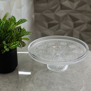 Prato para Bolo com Pé de Vidro Mandala 30cm x 30cm x 10,5cm - Wolff