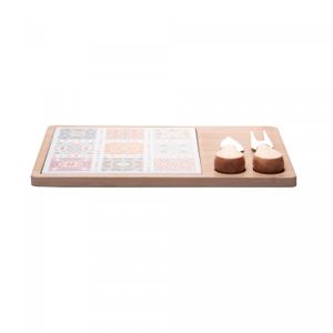 Conjunto 4 Peças para Queijo com Bandeja de Bambu e Tábua Ladrilho 17x25x2cm - Wolff