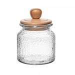 Porta-Mantimento-de-Vidro-Martelado-com-Tampa-de-Bambu-640ml-Wolff