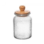 Porta-Mantimento-de-Vidro-Martelado-com-Tampa-de-Bambu-1L-Wolff