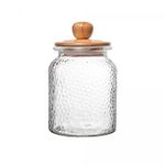 Porta-Mantimento-de-Vidro-Martelado-com-Tampa-de-Bambu-1L-Wolff