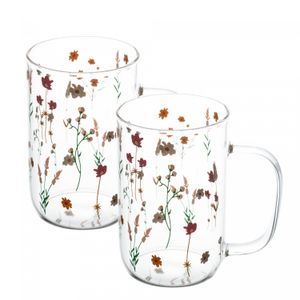 Conjunto 2 Canecas de Vidro Borossilicato Resistente a Calor Bouquet 280ml - Wolff