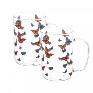 Conjunto 2 Canecas de Vidro Borossilicato Resistente a Calor Butterfly 280ml - Wolff
