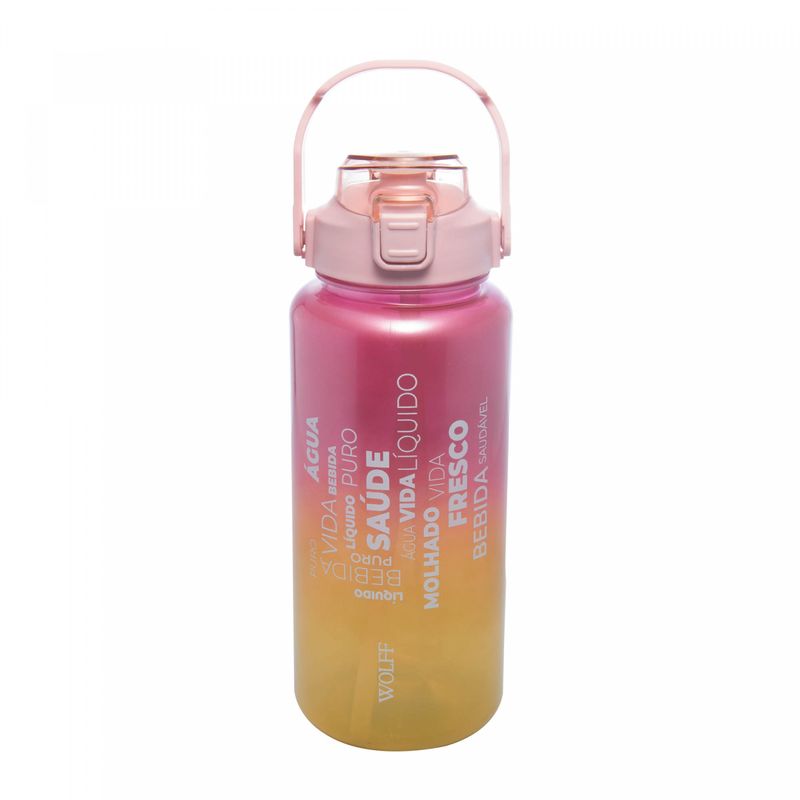 Conjunto-3-Garrafas-Squeeze-de-Policarbonato-Degrade-Cintilante-Rosa-Wolff