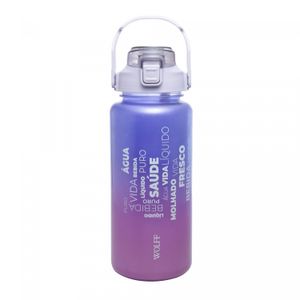 Conjunto 3 Garrafas Squeeze de Policarbonato Degradê Cintilante Roxo - Wolff