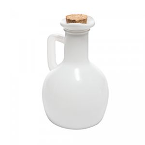 Garrafa para Azeite de Vidro Pintado Branco com Tampa de Cortiça 180ml - Wolff