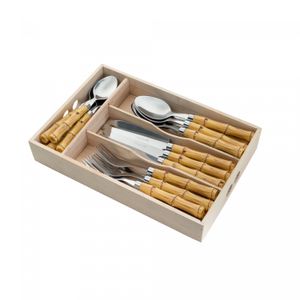 Faqueiro 24 Peças de Aço Inox com Cabo de Plástico de Bambu - Bon Gourmet