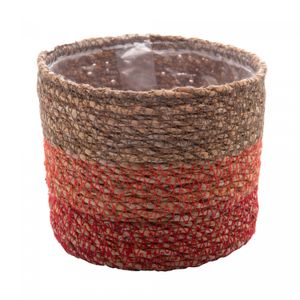 Conjunto 5 Cachepots de Fibra Natural com Forro de Plástico Colorido - Wolff