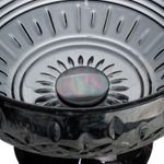 Centro-de-Mesa-de-Cristal-Cinza-com-Pe-de-Aco-Lys-Black-25cm-Wolff