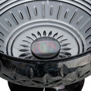 Centro de Mesa de Cristal Cinza com Pé de Aço Lys Black 25cm - Wolff