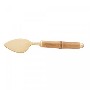 Conjunto 3 Talheres para Queijo de Aço Inox com Cabo de Bambu Dourado - Wolff