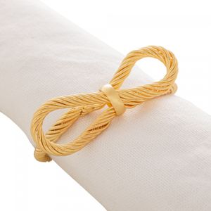 Conjunto 4 Anéis para Guardanapos de Metal Laço Dourado 5,5cm x 2cm - Wolff