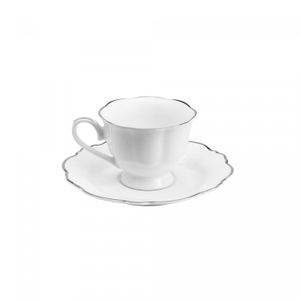 Aparelho de Jantar 42 Peças Porcelana Maldivas Branco com Fio Prata - Wolff