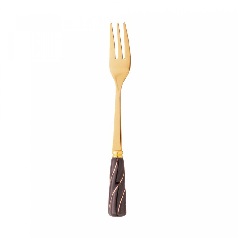 Conjunto-4-Garfos-para-Aperitivo-de-Aco-Inox-Dourado-com-Cabo-de-Ceramica-Preto-Wolff