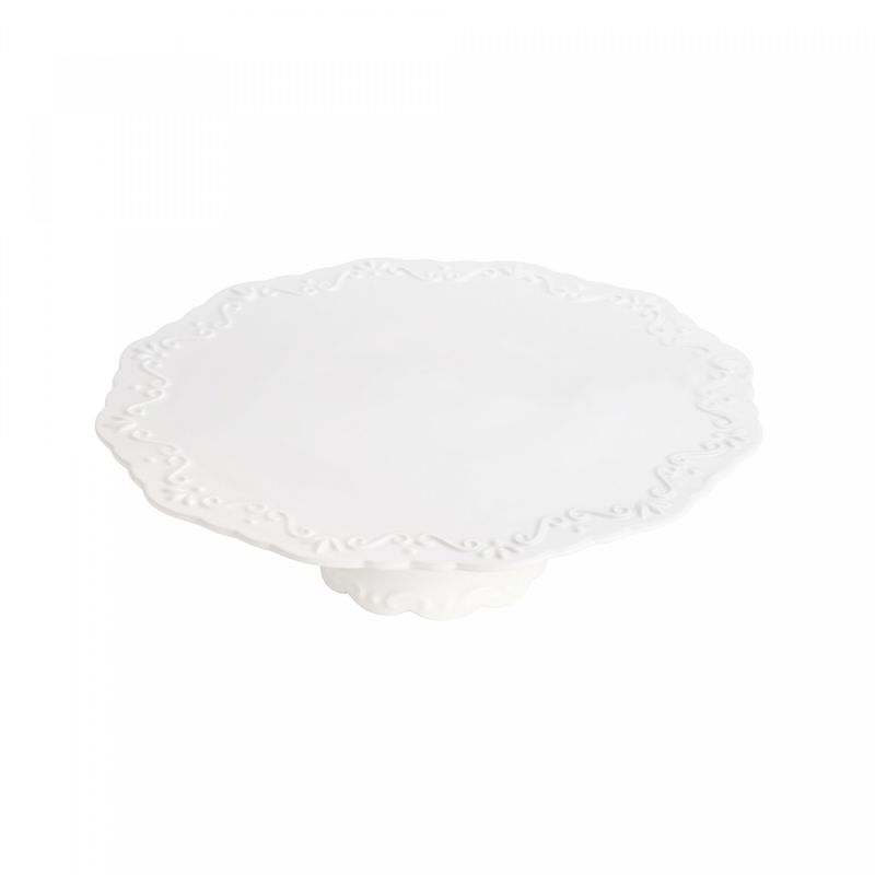 Prato-para-Bolo-de-Porcelana-Durable-Porcelain-com-Pe-Alto-Relevo-30cm-x-9cm-Wolff