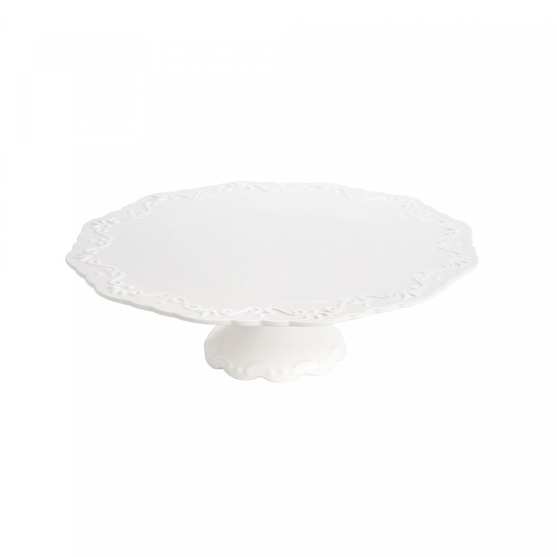 Prato-para-Bolo-de-Porcelana-Durable-Porcelain-com-Pe-Alto-Relevo-30cm-x-9cm-Wolff