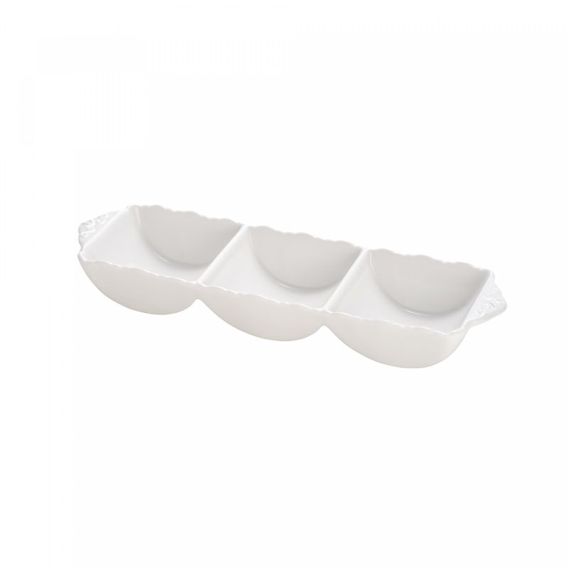 Petisqueira-Tripla-de-Porcelana-Durable-Porcelain-Alto-Relevo-33cm-x-10cm-x-5cm-Wolff