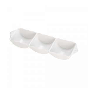 Petisqueira Tripla de Porcelana Durable Porcelain Alto Relevo 33cm x 10cm x 5cm - Wolff