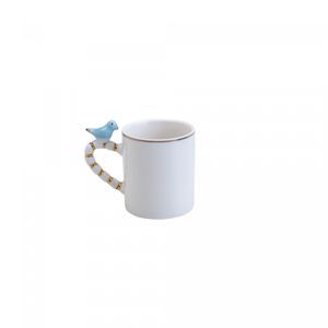 Conjunto 6 Xícaras de Café de Porcelana Birds Design Plate Branco 80ml - Wolff