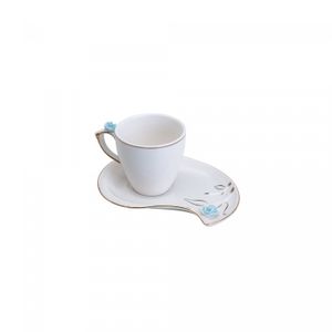 Conjunto 6 Xícaras de Café de Porcelana Flower Design Plate Branco 90ml - Wolff