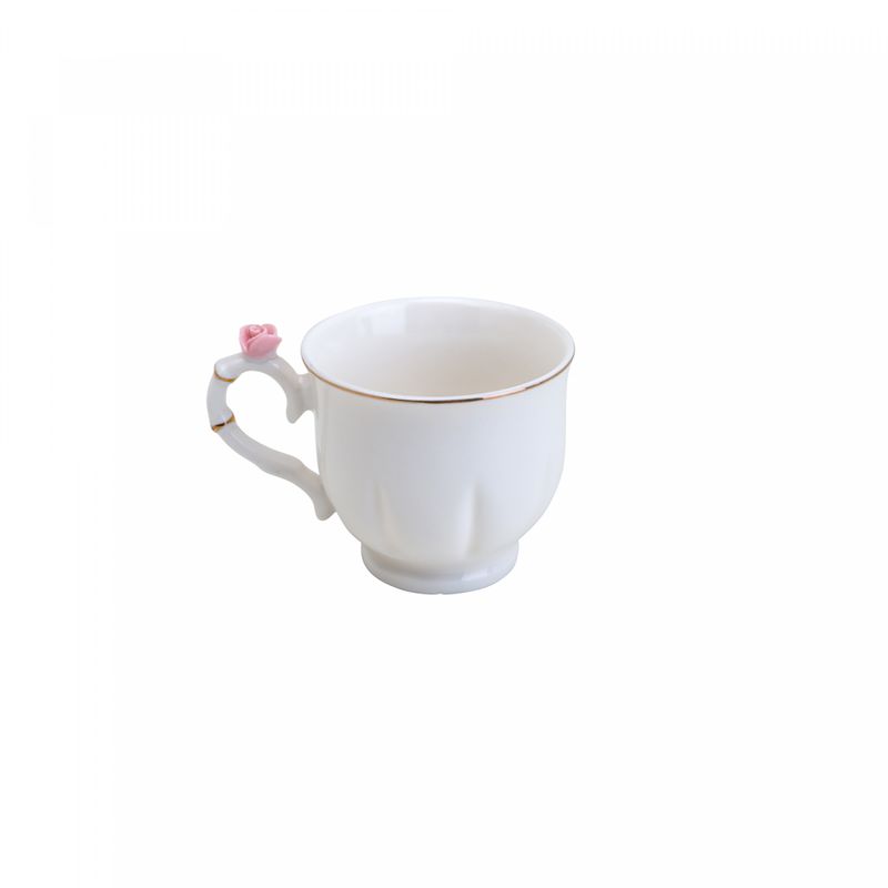Conjunto-6-Xicaras-de-Cafe-de-Porcelana-Flower-Round-Plate-Branco-100ml-Wolff
