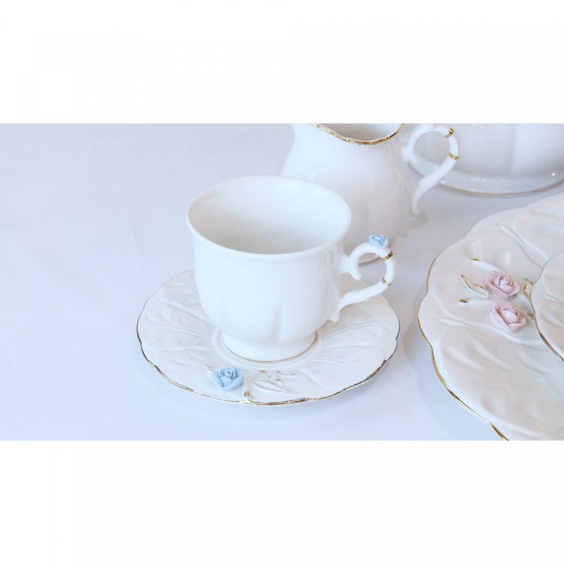 Conjunto-6-Xicaras-de-Cafe-de-Porcelana-Flower-Round-Plate-Branco-100ml-Wolff