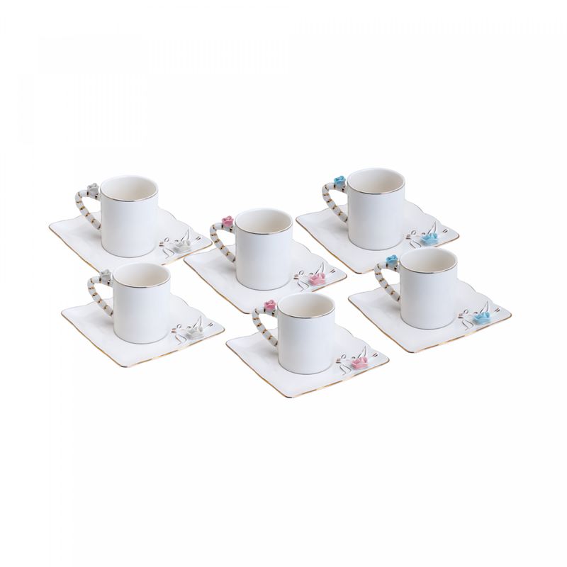 Conjunto-6-Xicaras-de-Cafe-de-Porcelana-Flower-Square-Plate-Branco-80ml-Wolff