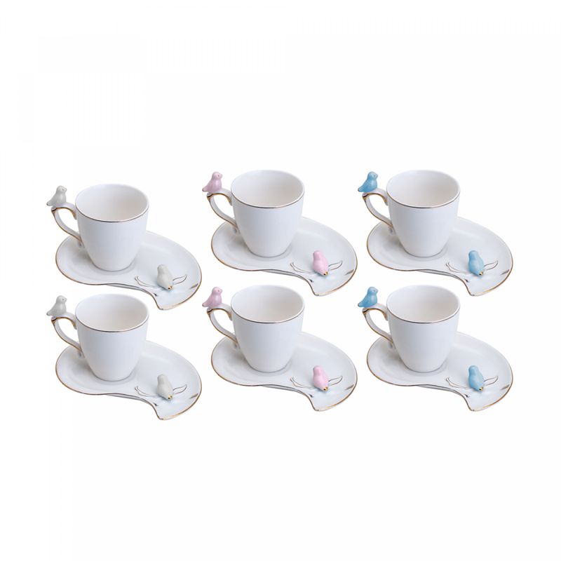 Conjunto-6-Xicaras-de-Cafe-de-Porcelana-Cute-Birds-Design-Plate-Branco-90ml-Wolff