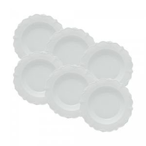 Conjunto 6 Pratos Fundos de Porcelana Fancy Branco 21cm x 3cm - Wolff