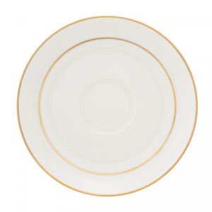 Conjunto 6 Xícaras de Chá de Porcelana com Pires e Fio de Ouro Mônaco Branco 220ml - Wolff