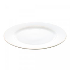 Conjunto 6 Pratos Rasos de Porcelana com Fio de Ouro Mônaco Branco 27cm x 2,5cm - Wolff